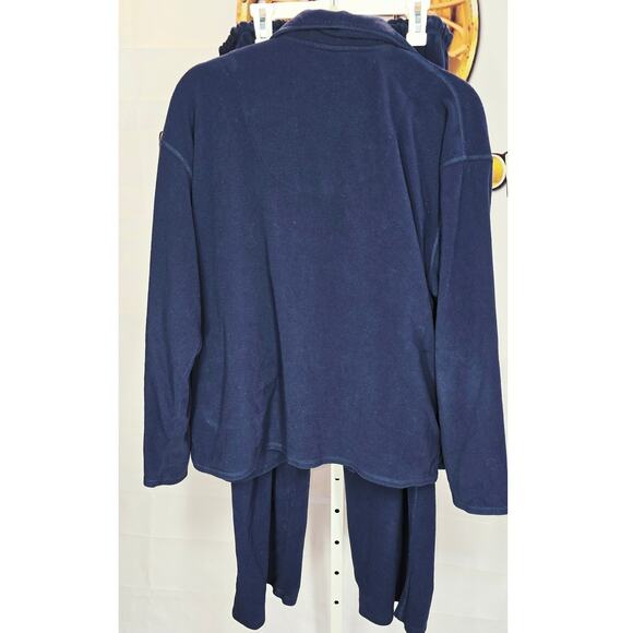 St. Eve Intimates Navy Blue Fleece Pajama Set - Size Large - Picture 2 of 8